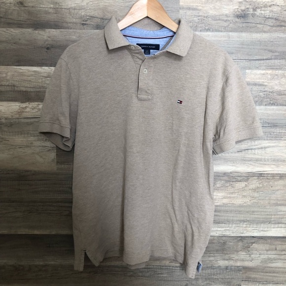 Tommy Hilfiger Men's Classic Preppy Tan Polo Shirt Large - Picture 3 of 11